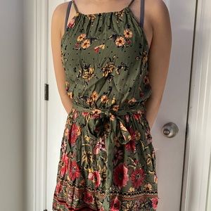 Green floral romper